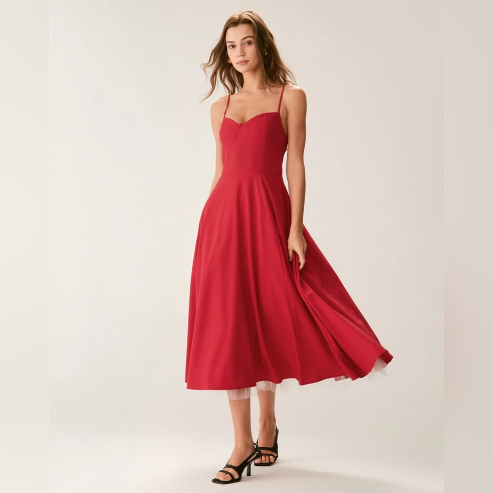 Rihoas Red Sweetheart Neck Slip Maxi Dress - Picture 5 of 9